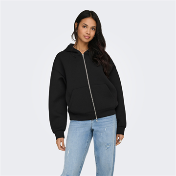 ONLY NAOMI TWO-WAY ZIP HOODIE BLACK- 15383142